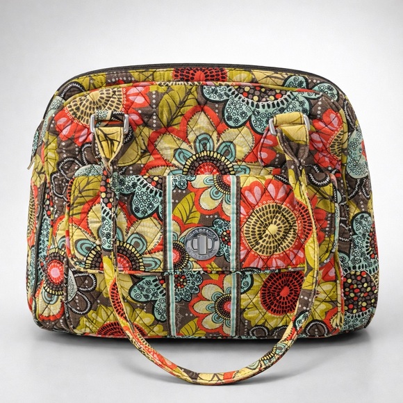 Vera Bradley Handbags - VERA BRADLEY Turn Lock Satchel Flower Shower Retired Quilted Cotton Bag